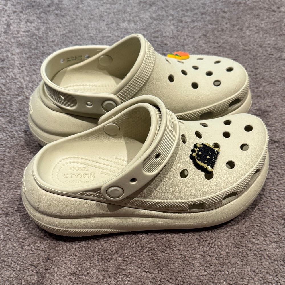 CROCS women Cream Sandals with Charms